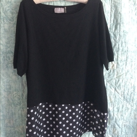 Black Polka Dot Skirty Tunic Top NWOT - Picture 1 of 7